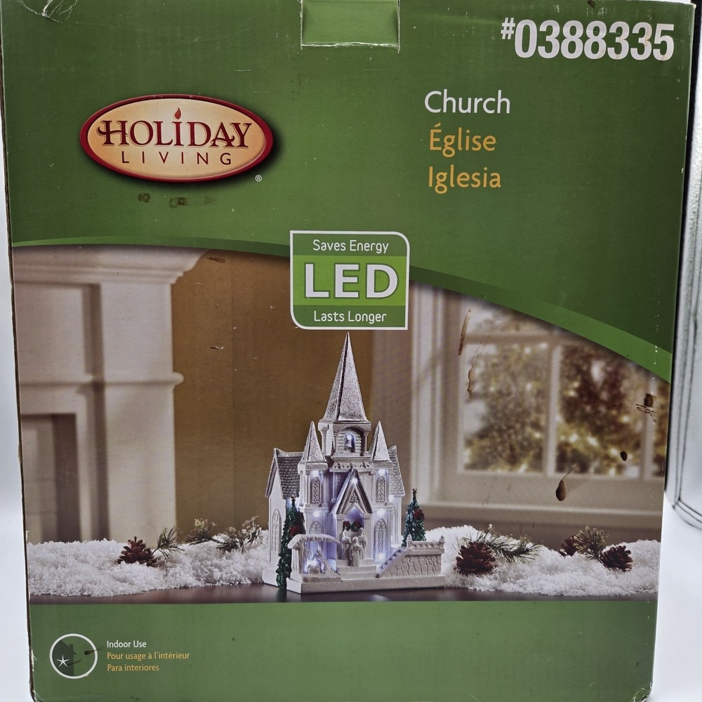 New‎ Holiday Living Cathedral Church LED Collectible Christmas Village Nos Rare